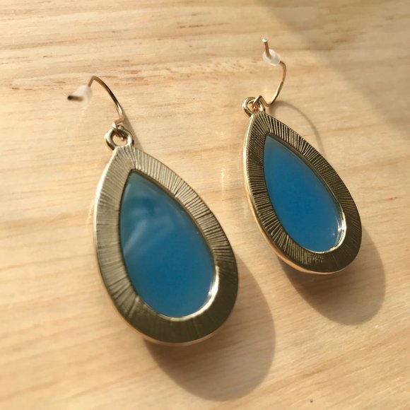 Blue & Gold Teardrop Earrings - Picture 6 of 9